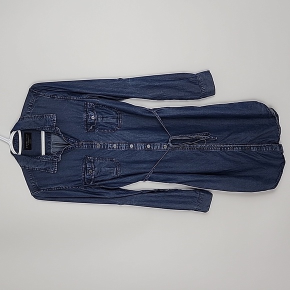 2016 Denim By Parasuco Button Up Jean Shirt Dress  Long Sleeve Size Medium - Picture 5 of 12